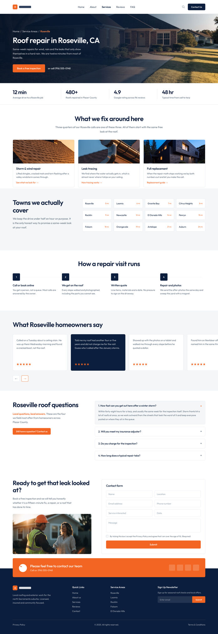 Local service area and homepage design — inner page
