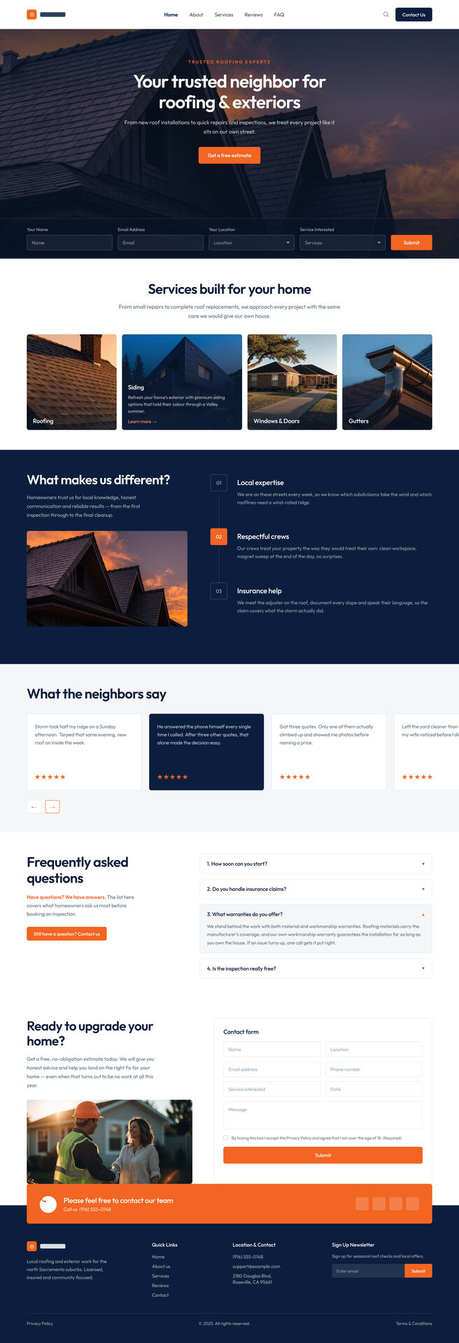 Local service area and homepage design — homepage